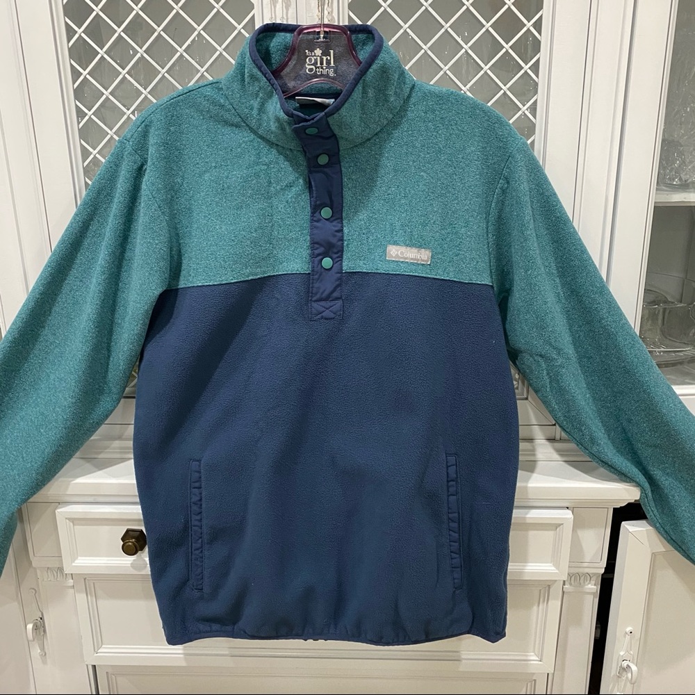 Columbia Men's Fleece Two-Tone Snap Pullover Sz S Unisex Colorblock Sporty